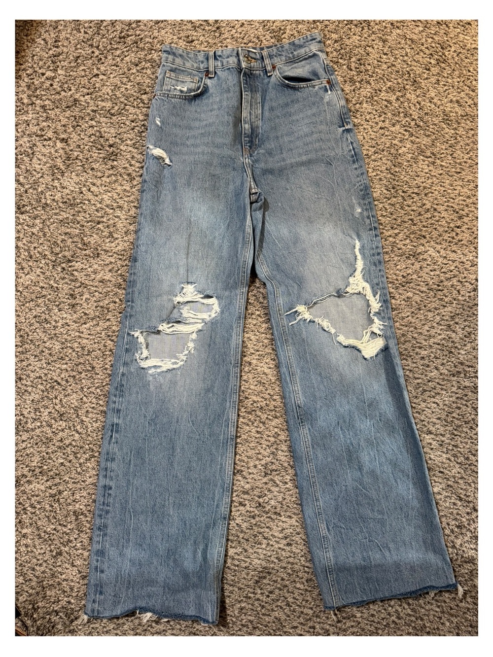 Zara Distressed Blue Denim Jeans